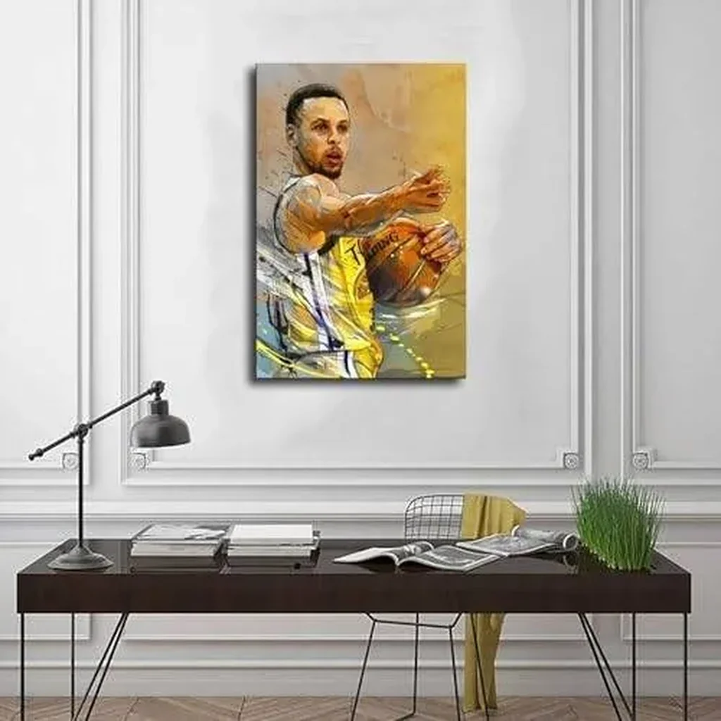 ALAYRA dalouh Stephen Curry Poster Baskerball Portrait Art Canvas Poster Wall Art Decor Print Picture Paintings for Living Room Bedroom Decoration Unframe12x18inch(30x45cm) 01 - Image 2