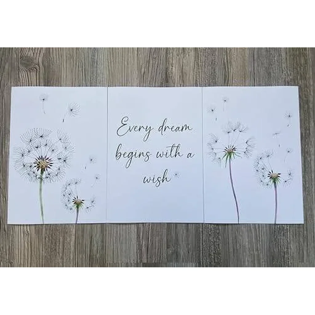 ALAYRA Dandelion Quote Wall Art Set of 3 Unframed Plant Decor, Living Room Bedroom Poster Home Decor, Every Dream Begins with a Wish (A4) 01 - Image 3