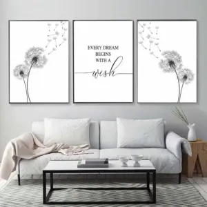 ALAYRA Dandelion Wall Art Oil Painting, Make a Wish Dandelion Print in Nordic Style Minimalist, Suitable for Living RoomBedroom and Nursery Dcor Gift (Dandelion, 16 24 3 Unframed) 01