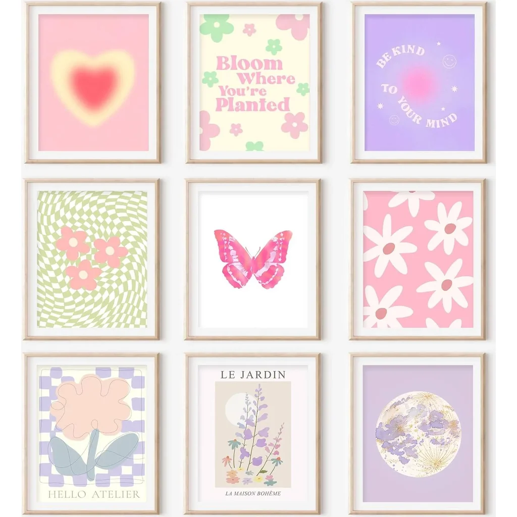 ALAYRA Danish Pastel Room Decor Aesthetic, Pastel Pink Wall Art, Danish Pastel Posters Paintings, Cute Pictures Prints for Bedroom Dorm Decorations, Danish Pastel Wall Collage (8x10 UNFRAMED) 01