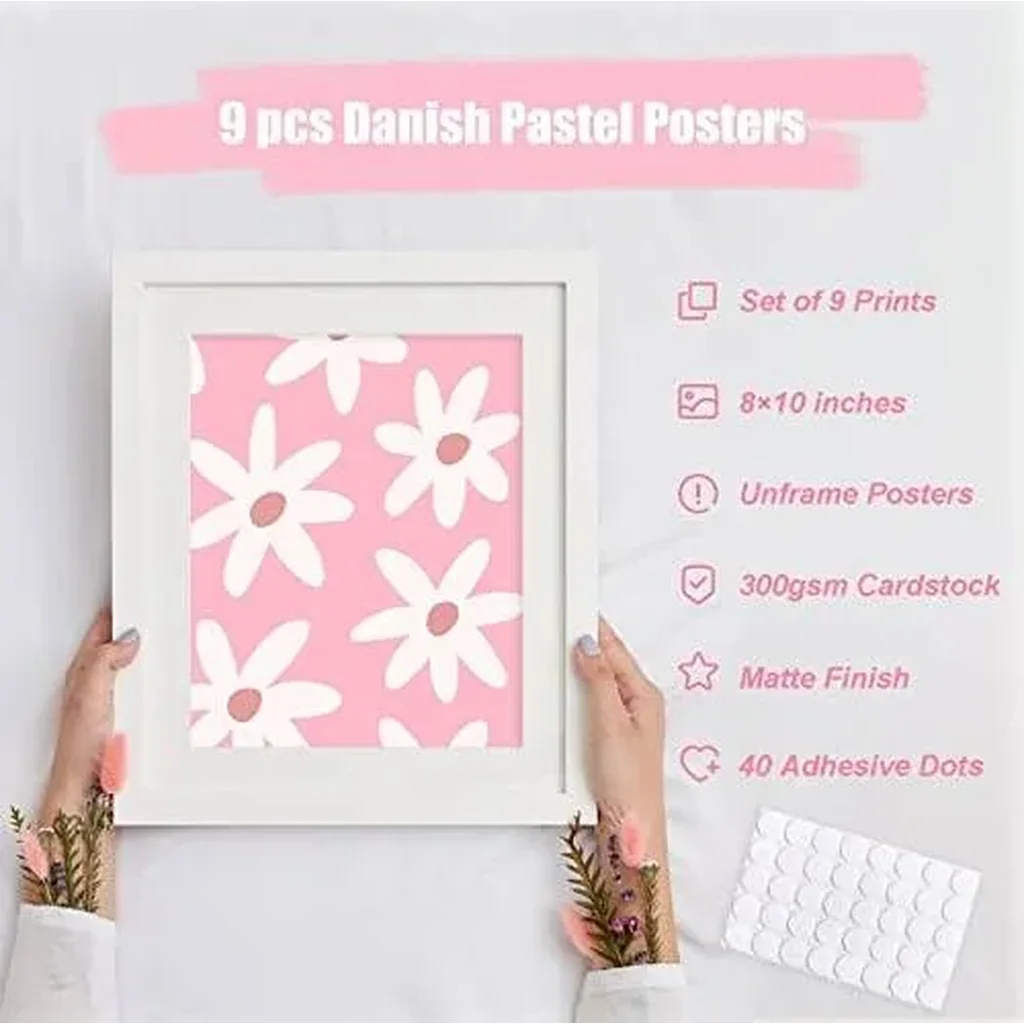 ALAYRA Danish Pastel Room Decor Aesthetic, Pastel Pink Wall Art, Danish Pastel Posters Paintings, Cute Pictures Prints for Bedroom Dorm Decorations, Danish Pastel Wall Collage (8x10 UNFRAMED) 01 - Image 2