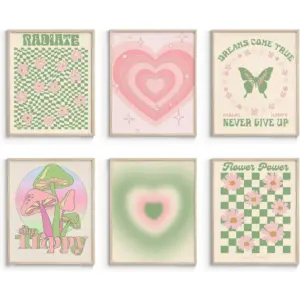 ALAYRA Danish Pastel Trippy Unframed Art Posters Aesthetic Wall Decor (11x14in) 01