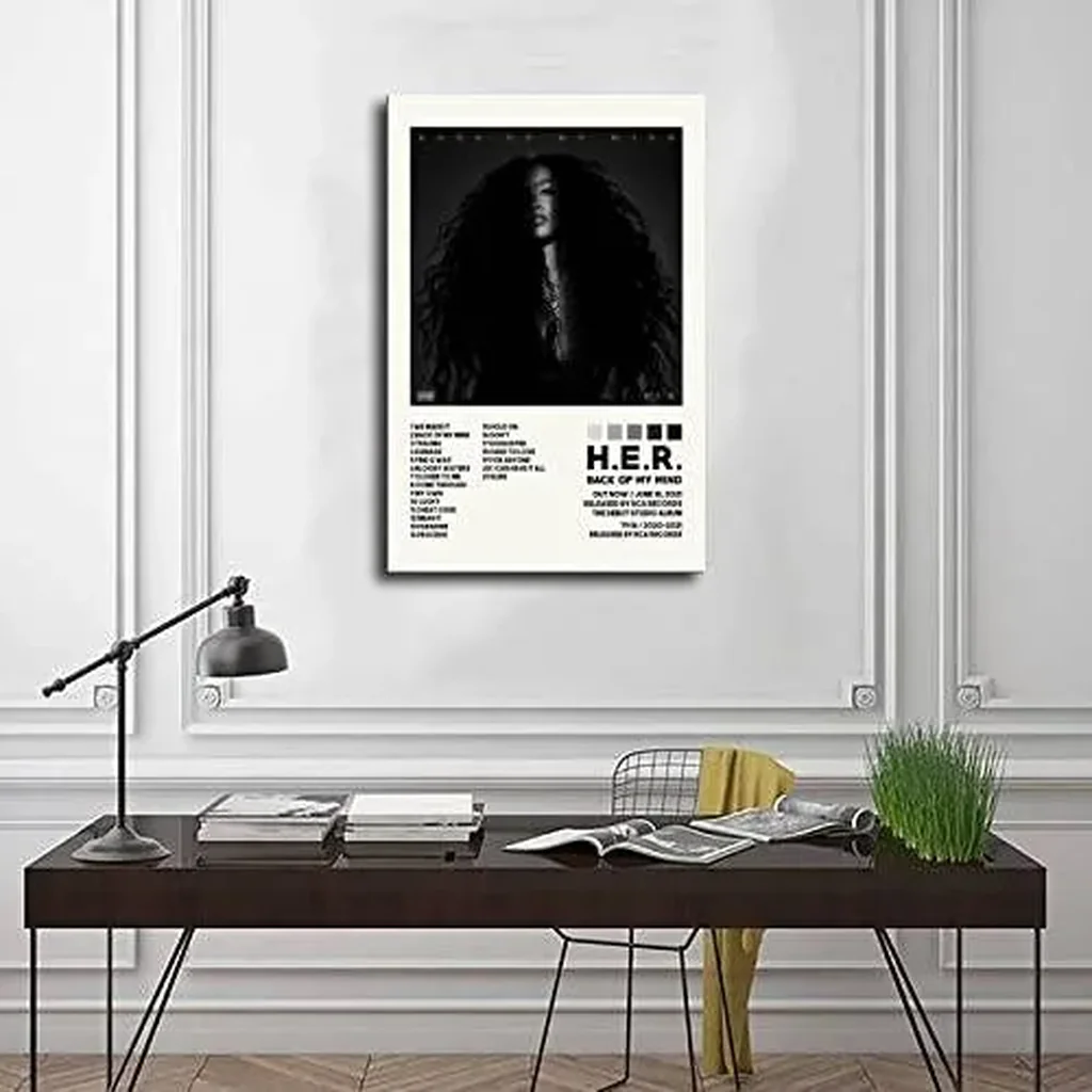 ALAYRA Darxan H.E.R Poster Back Of My Mind Poster Album Cover Posters Canvas Poster Bedroom Decor Sports Landscape Office Room Decor Gift Unframe-style 12x18inch(30x45cm) 01 - Image 2