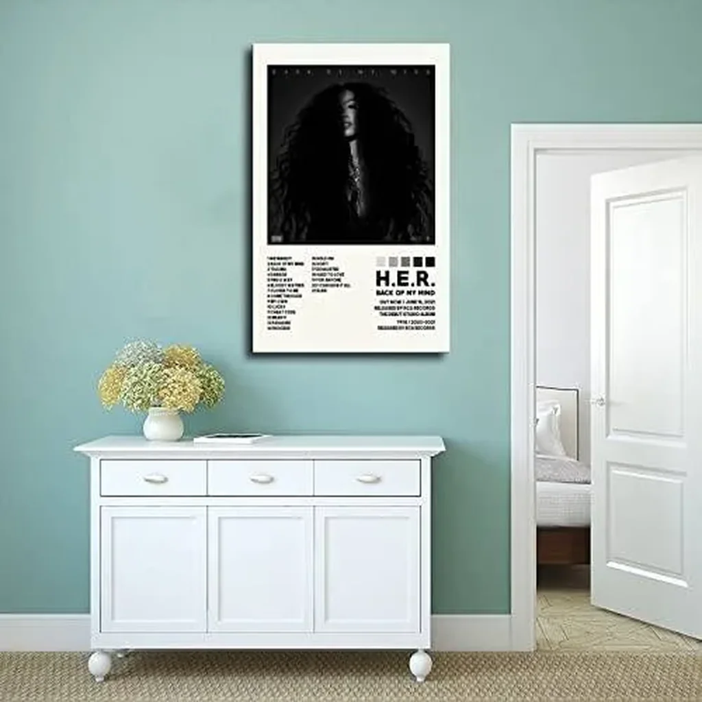 ALAYRA Darxan H.E.R Poster Back Of My Mind Poster Album Cover Posters Canvas Poster Bedroom Decor Sports Landscape Office Room Decor Gift Unframe-style 12x18inch(30x45cm) 01 - Image 3