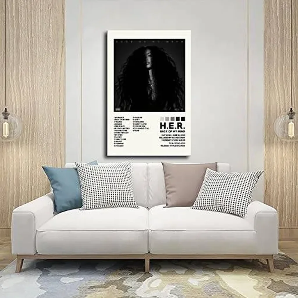 ALAYRA Darxan H.E.R Poster Back Of My Mind Poster Album Cover Posters Canvas Poster Bedroom Decor Sports Landscape Office Room Decor Gift Unframe-style 12x18inch(30x45cm) 01 - Image 4