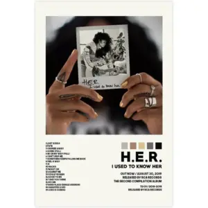 ALAYRA Darxan H.E.R Posters I Used to Know Her Poster Album Cover Poster Canvas Poster Wall Art Decor Print Picture Paintings for Living Room Bedroom Decoration Unframe-style 16x24inch(40x60cm) 01