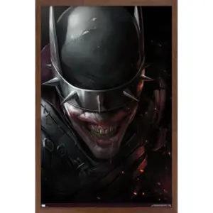 ALAYRA DC Comics The Batman Who Laughs - Face Wall Poster, 14.725" x 22.375", Mahogany Framed Version 01