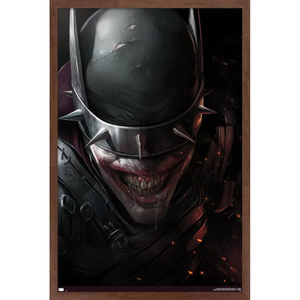 ALAYRA DC Comics The Batman Who Laughs - Face Wall Poster, 14.725" x 22.375", Mahogany Framed Version 01