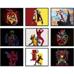 ALAYRA Deadpool and Wolverine Poster - Deadpool Poster, Wolverine Merch, Superhero Movie Wall Art, Merchandise Room Decor Pictures Artwork Decorations, Gifts - Unframed Set of 9 (8x10) 02