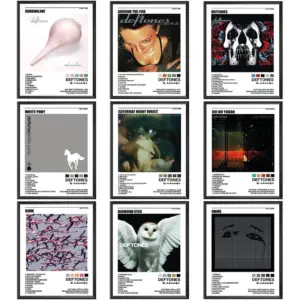 ALAYRA Deftones Album Cover Poster, Set of 9 8x10 Music Art, Premium Quality Wall Decor for Home Theater Room Man Cave Bedroom Art Decor UNFRAMED 01