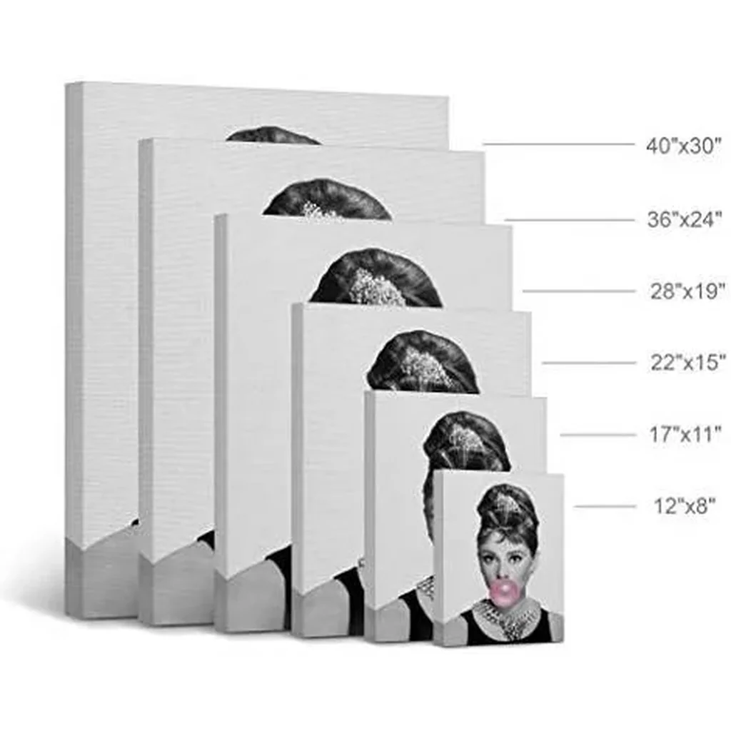 ALAYRA Design Audrey Pink Bubble Gum Black and White Canvas Print Pop Art Home Decor/Iconic Wall Art/Gallery Wrapped Canvas Art Stretched/Ready to Hang (12 x 8) 01 - Image 4