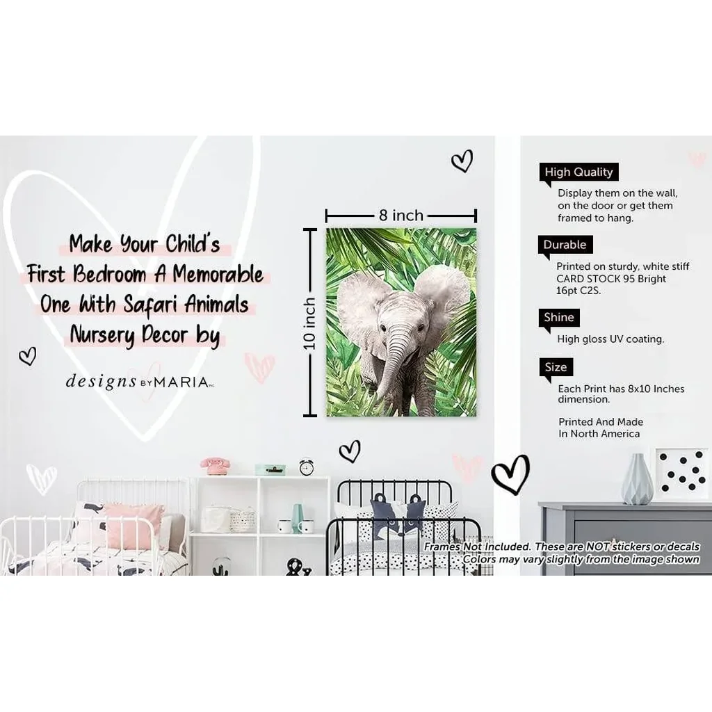 ALAYRA Designs by Maria Inc. Jungle Safari Baby Animals Nursery Decor Art Set of 4 (Unframed) Wall Prints 8x10 01 - Image 4