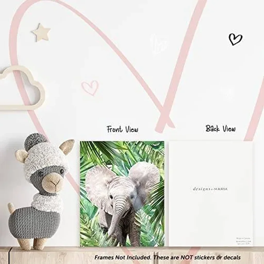 ALAYRA Designs by Maria Inc. Jungle Safari Baby Animals Nursery Decor Art Set of 4 (Unframed) Wall Prints 8x10 01 - Image 5
