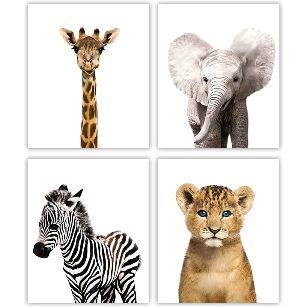 ALAYRA Designs by Maria Inc. Safari Baby Animals Nursery Decor Art - Set of 4 UNFRAMED Wall Prints (Option 2 (11x17) 01