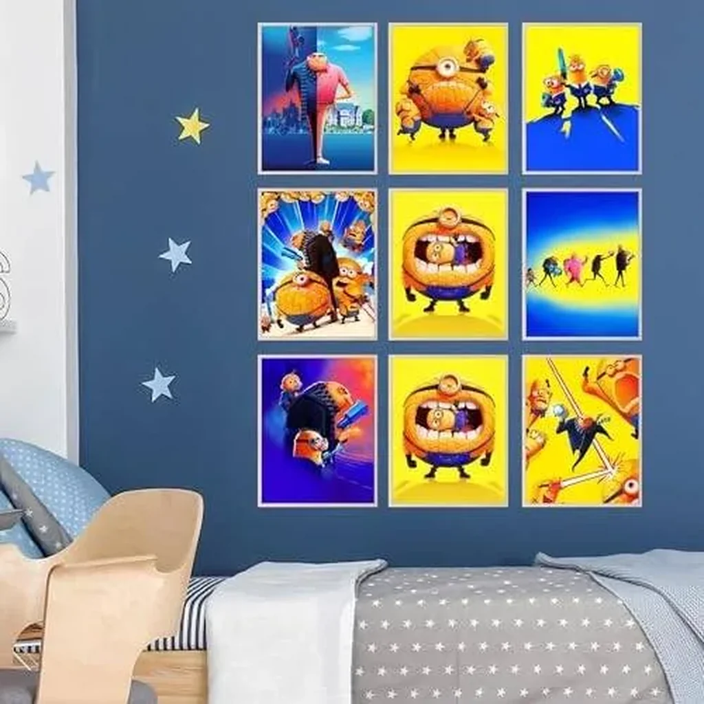 ALAYRA Despicable Me 4 Wall Art - Minion Bedroom Decor, Minions Poster, Despicable Me Party Decorations, Kids Movie Posters, Wall Decor Artwork for Kids Room - Unframed Set of 9 (8x10) 01 - Image 5