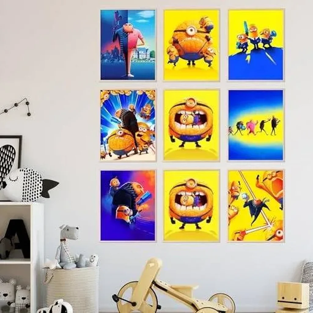 ALAYRA Despicable Me 4 Wall Art - Minion Bedroom Decor, Minions Poster, Despicable Me Party Decorations, Kids Movie Posters, Wall Decor Artwork for Kids Room - Unframed Set of 9 (8x10) 01 - Image 6