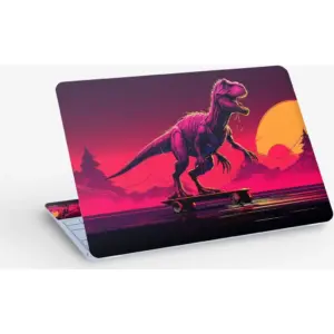 ALAYRA Dinosaur Skateboard Digital Art, Laptop Skin Sticker Decal, 13.3 14 15 15.4 15.6 Inch Laptop Universal Vinyl Skin Sticker Cover, Dustproof, Waterproof, Decal Protector With Free 2 Wrist Pads 01