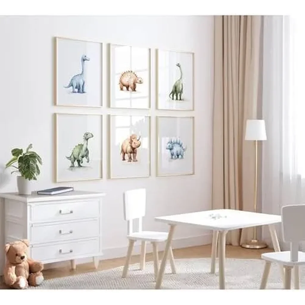 ALAYRA Dinosaur Wall Art Decor Dino Boys Room Canvas Wall Art Nursery Kids Prints Toddler Dinosaur Poster Kids Artwork Nursery Pictures for Boys Room 8x10 Inch Unframed Set of 6 01 - Image 5