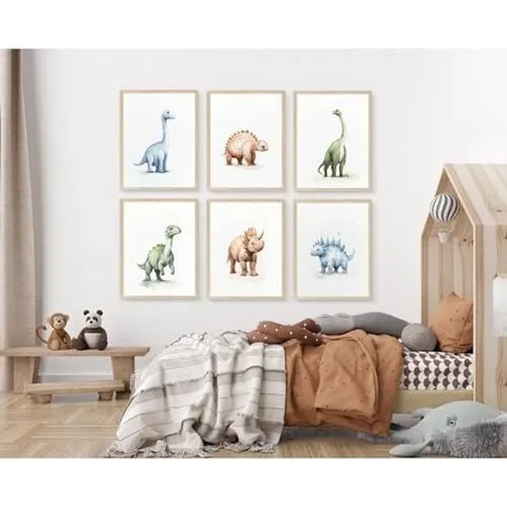 ALAYRA Dinosaur Wall Art Decor Dino Boys Room Canvas Wall Art Nursery Kids Prints Toddler Dinosaur Poster Kids Artwork Nursery Pictures for Boys Room 8x10 Inch Unframed Set of 6 01 - Image 6