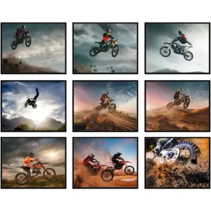ALAYRA Dirt Bike Posters - Motocross Wall Art, Dirt Bike Room Decor, Boys Bedroom Wall Decor, Dirtbike Decorations, Pictures, Prints for Boy Bedroom - Unframed Set of 9 (8x10) 01