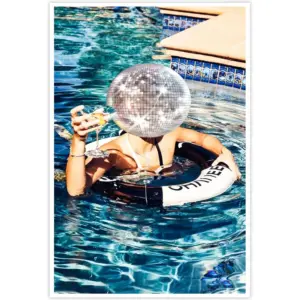 ALAYRA Disco Ball Decor Funky Preppy Posters Blue Cocktail Wall Art Room Aesthetic Boys GirlsTeen Wall Decor, For Bedroom Dormitory Bathroom Dining Room Bar Cart Decor (Disco12x16in Unframed) 01