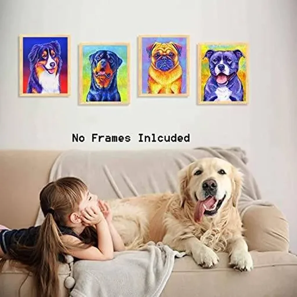ALAYRA Dog Wall Art Prints, Funny Dog Canvas Wall Art, Cute Rottweiler Labrador Pug Art Posters, Cute Puppy Art Painting for Pet Lovers Kid Bedroom Pet Room Decor, Set of 6 (8"x10" Unframed) 01 - Image 2