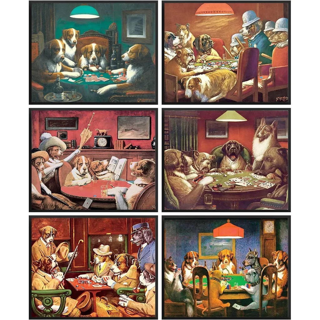ALAYRA Dogs Playing Poker Poster - Dog Poker Pictures Decor, Dog Playing Cards Picture, Cassius Marcellus Coolidge Reproduction, Vintage Dogs Wall Art Print Decorations (8x10 UNFRAMED) 01 - Image 5