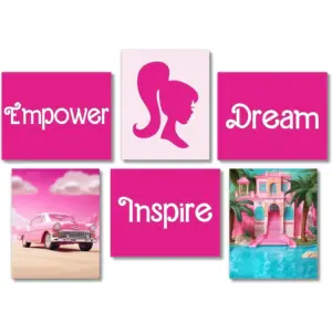 ALAYRA Doll Pink Aesthetic Girl Bedoom Decor Girl Birthday Party Decorations (UNFRAMED 8 x 10 Set of 6) Empowerment Posters Dream House Car Inspirational Teen Girl Room Wall Art Prints Tween 01