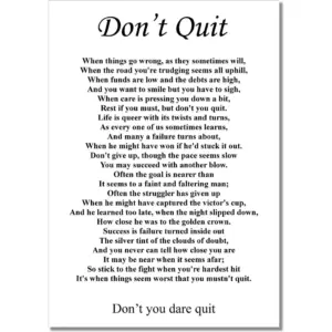 ALAYRA Don't Quit 2 A3 Unframed Motivation Inspiration Quote Poster Work Train Hard Photo Determination Picture 01