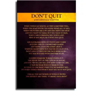 ALAYRA Dont Quit Poem John Greenleaf Whittier Wall Art Canvas Motivational Poster Inspirational Pictures For Living Room Poetry Gift (16x24 inch, Unframed) 01