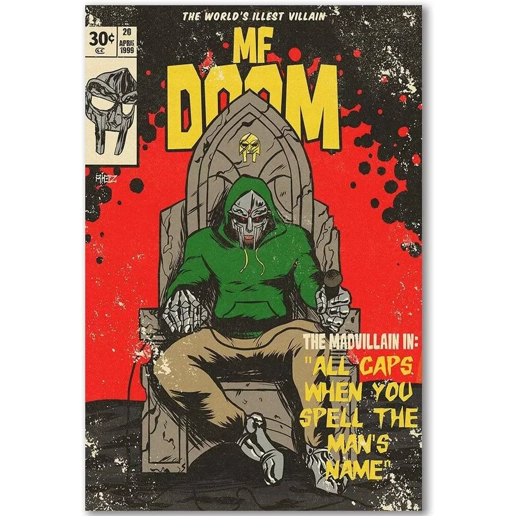 ALAYRA Doom Poster Home Decor Rapper Posters Hd Canvas Music Wall Art Hanging Picture Print Living Room Bedroom Decorative Painting (C, 16x24in Unframe) 01