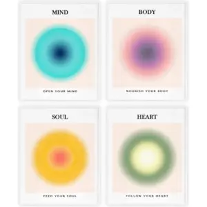 ALAYRA Double Devil's Inspirational Wall Art Positive Affirmations Wall Decor Aura Poster Y2K Room Decor Aesthetic Preppy Pictures Mind Body Soul Heart Pack of 4, Unframed 8x10 01