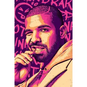 ALAYRA Drake Music Star Art Deco Canvas Print Poster Unframed 12x18inch(30x45cm) 01