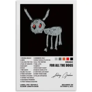 ALAYRA Drake Poster For All The Dogs Album Cover Posters for Room Aesthetic Canvas Wall Art Bedroom Decor 12x18inch(30x45cm) 01