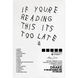 ALAYRA Drake Poster If Youre Reading This Its Too Late Album Cover Posters Wall Art Print Decor Canvas Posters for Room Aesthetic Unframe12x18inch(30x45cm) 01