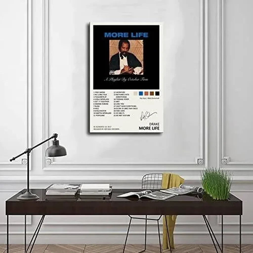 ALAYRA Drake Poster More Life Music Album Cover Signed Limited Edition Canvas Poster Bedroom Decor Sports Landscape Office Room Decor Gift Unframe 16x24inch(40x60cm) 01 - Image 2