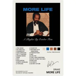 ALAYRA Drake Poster More Life Music Album Cover Signed Limited Edition Canvas Poster Wall Art Decor Print Picture Paintings for Living Room Bedroom Decoration Unframe 12x18inch(30x45cm) 01
