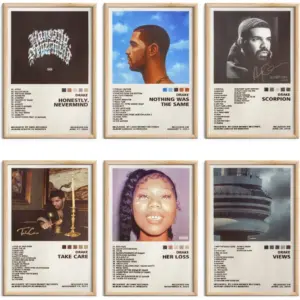 ALAYRA Drake Poster Set of 6 Album Cover Posters 8 by 12 inch Music Posters for Room Aesthetic Canvas Wall Art for Teens Room Decor UNFRAMED (Drake) 01