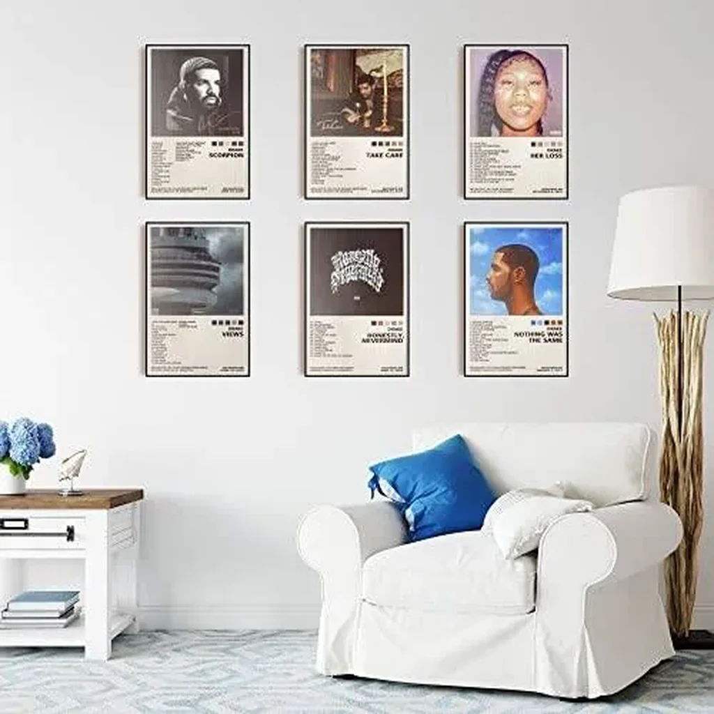 ALAYRA Drake Poster Set of 6 Album Cover Posters 8 by 12 inch Music Posters for Room Aesthetic Canvas Wall Art for Teens Room Decor UNFRAMED (Drake) 01 - Image 4