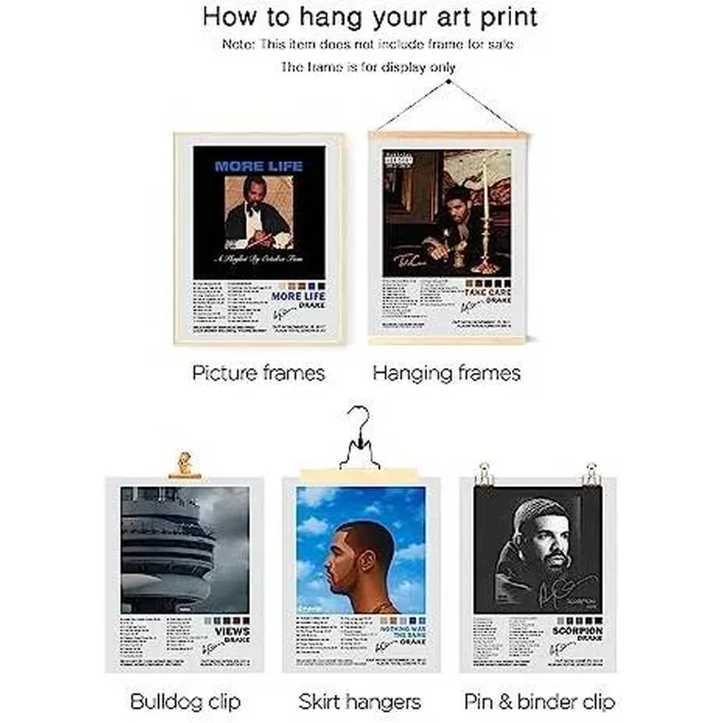 ALAYRA Drake Signed Limited Posters Music Album Cover Poster Prints Set of 6 Room Aesthetic Canvas Wall Art Prints for Girl and Boy Teens Dorm Bedroom Room Wall Decor (8"x10" UNFRAMED) 01 - Image 2