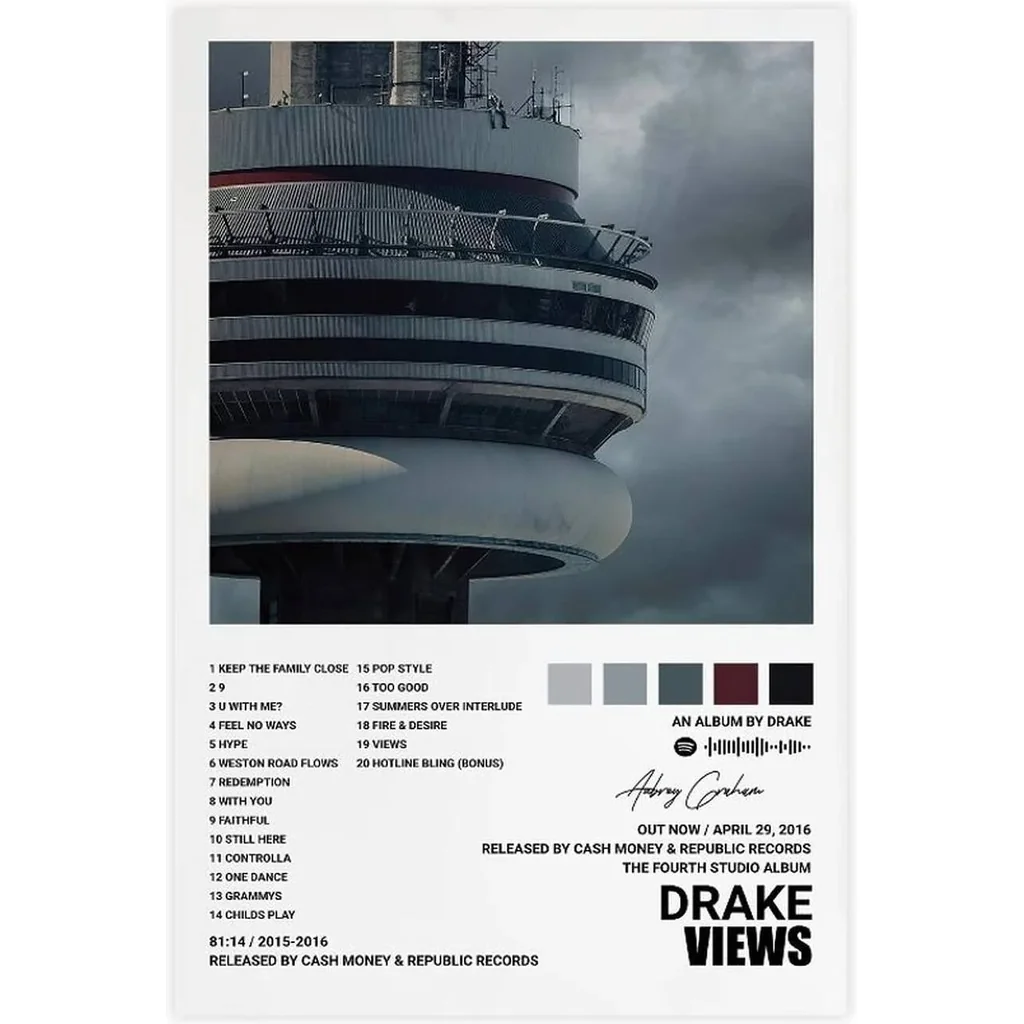 ALAYRA Drake Views Album Cover Poster Wall Art Print Decor Canvas for Room Aesthetic Unframed 16x24inch (40x60cm) 01