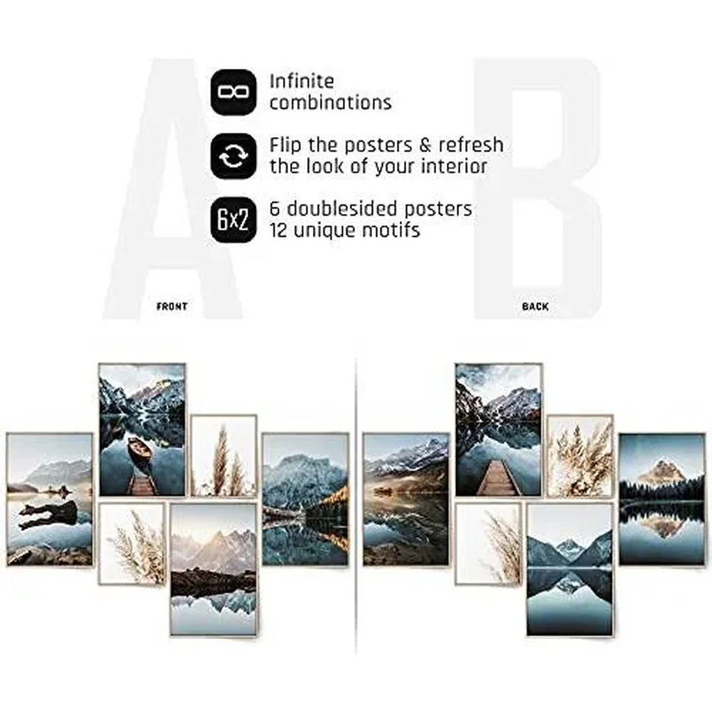 ALAYRA Dreamy Mountains Poster Set of 6 Modern Wall Art Pictures Nature Bedroom Wall Decor Landscape Prints (L Unframed) 01 - Image 3