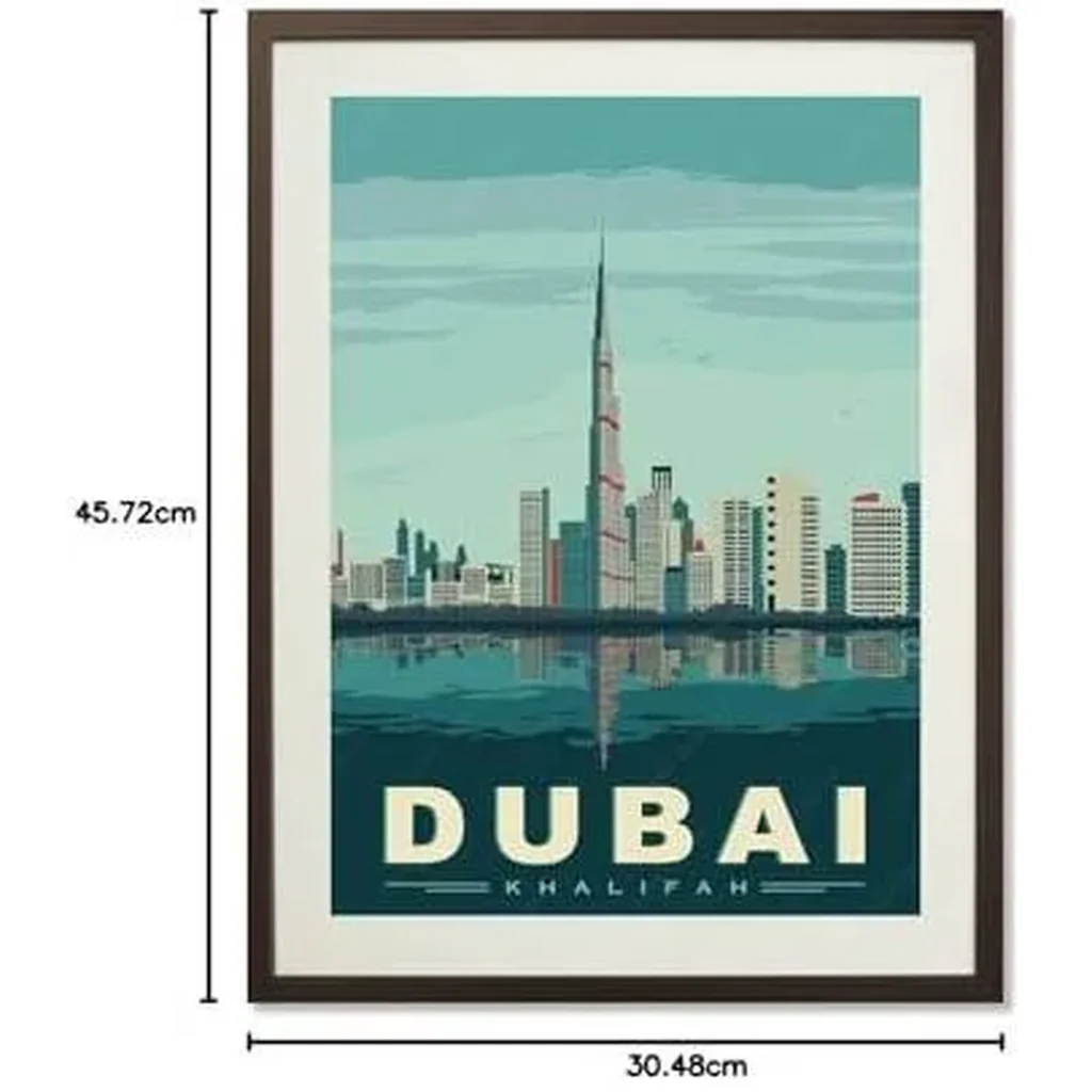 ALAYRA Dubai Burj Khalifa Tower World City Landscape Paintings Vintage Travel Poster Retro Wall Stickers Art Print Painting Home Decoration (12X18 inch) 01 - Image 5