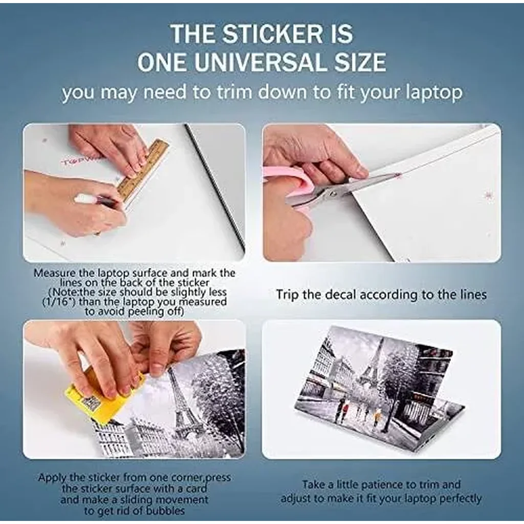 ALAYRA Eiffel Tower 11.6 13 13.3 14 15 15.6 inches Netbook Laptop Skin Sticker Chromebook skin Reusable Protector Case fr Laptop Notebook FY-NEK-19 01 - Image 4