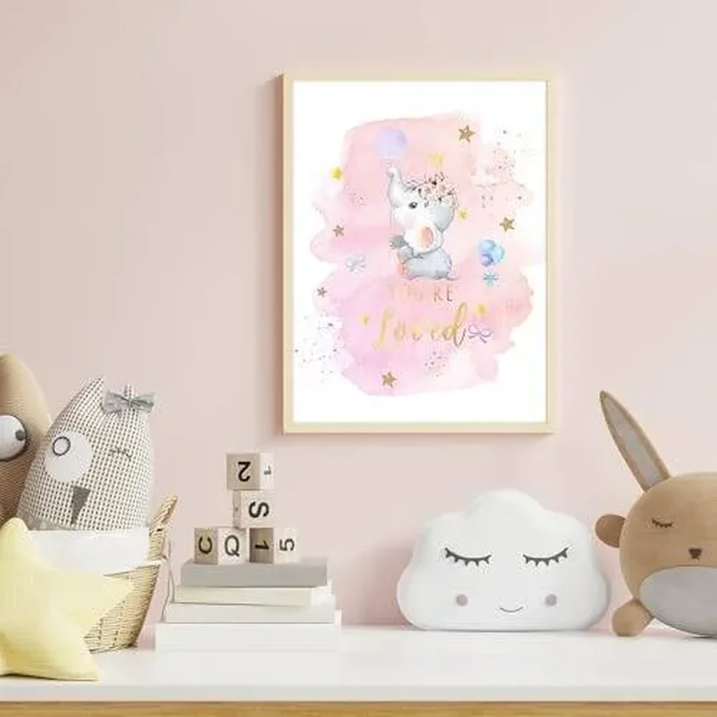 ALAYRA Elephant Nursery Wall Decor Set of 6 Baby Girl Room Decor for Nursery 8"x10" Star Wall Art Prints You Are Loved Baby Elephant Nursery Decor(Unframed) 01 - Image 2