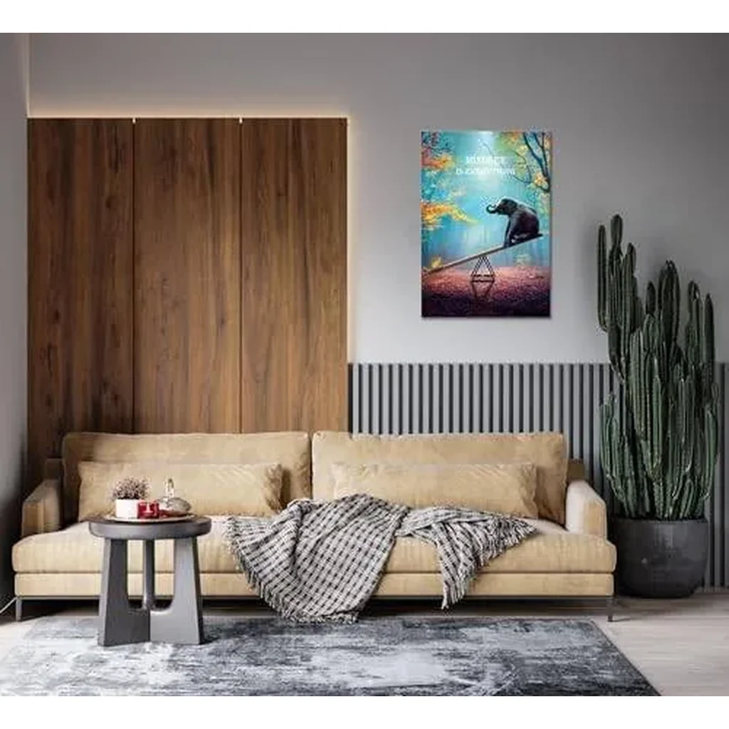 ALAYRA Elephant Wall Art Mindset Motivation Office Wall Canvas Animals Poster Framed Artwork for Living room Ready to Hang (12x16 inch) 01 - Image 2