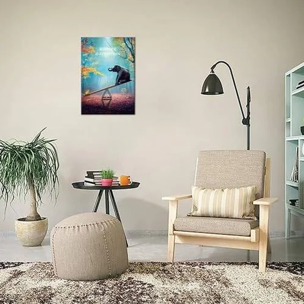 ALAYRA Elephant Wall Art Mindset Motivation Office Wall Canvas Animals Poster Framed Artwork for Living room Ready to Hang (12x16 inch) 01 - Image 3