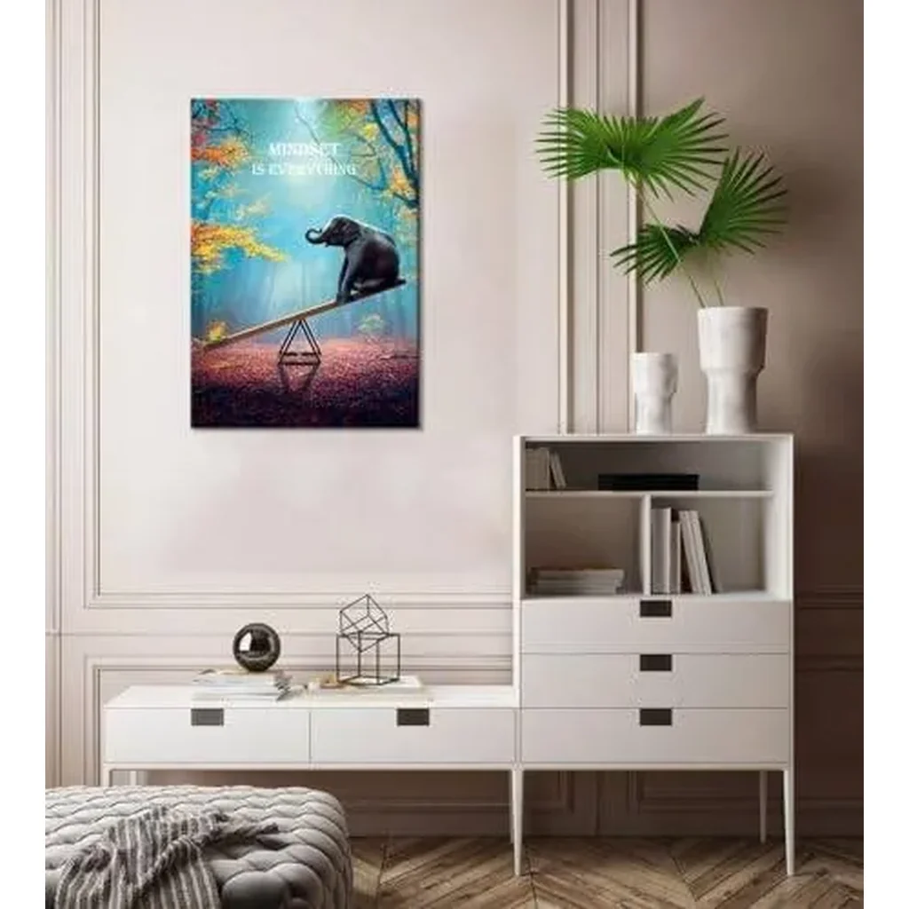ALAYRA Elephant Wall Art Mindset Motivation Office Wall Canvas Animals Poster Framed Artwork for Living room Ready to Hang (12x16 inch) 01 - Image 4