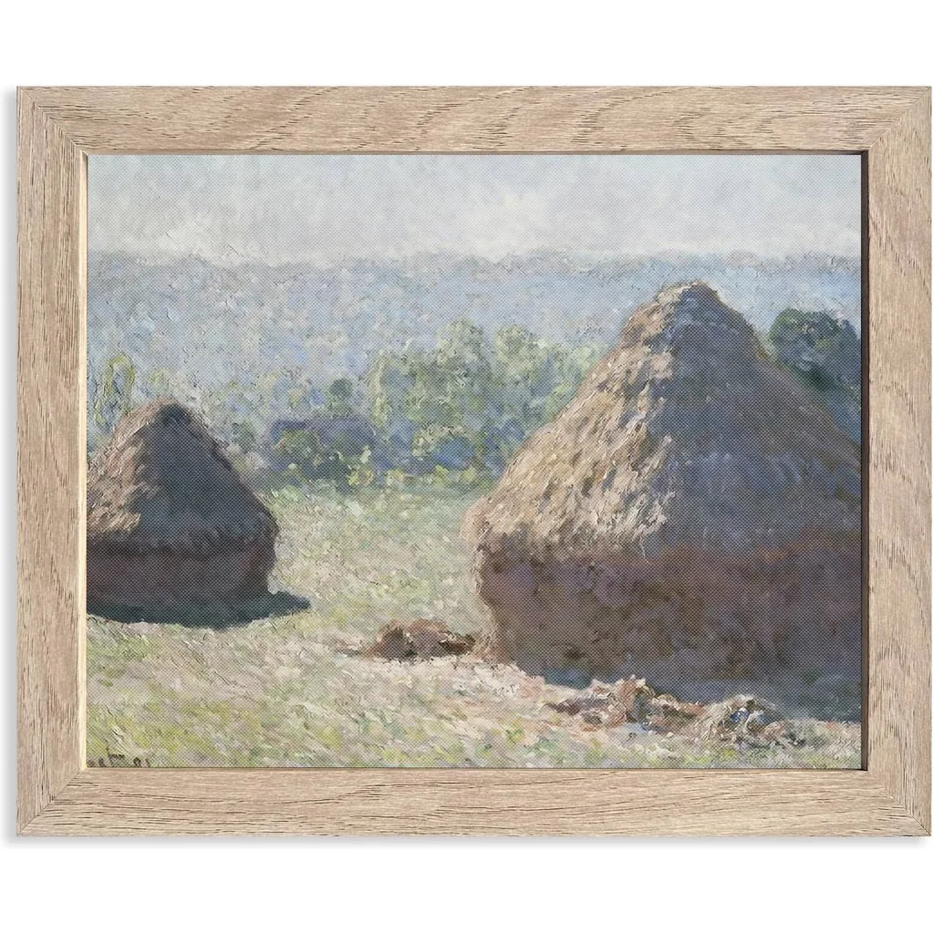 ALAYRA end of Summer Framed Wall Art Prints by Famous Painter Vintage Canvas Prints Decor Natural Scenery Retro Gallery Wall Decor (8"x10" BASIC WOODEN FRAME) 01