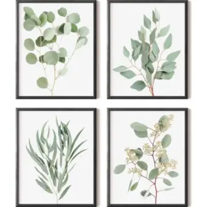 ALAYRA Eucalyptus Wall Decor, Set of 4, Unframed, 8x10 inches, Botanical Prints, Bathroom Wall Decor 01